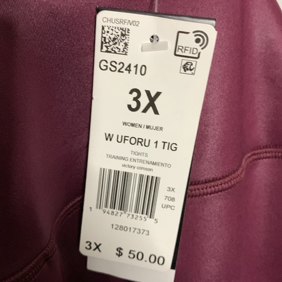 WOMENS PLUS SIZE ADIDAS X ZOE SALDANA AEROREADY SHINE TIGHTS, VICTORY CHRIMSON - Picture 7 of 8